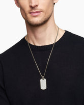 Chevron Tag in Sterling Silver with Diamonds, 42mm